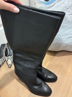J. Crew Black Leather Knee-High Boots